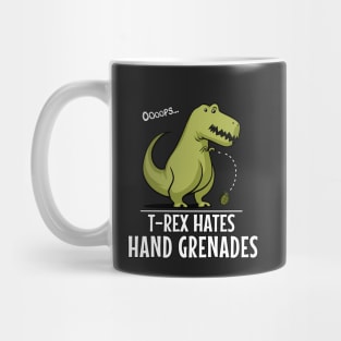 T-Rex Hates Hand Grenades Funny Dinosaur Short Arms Mug